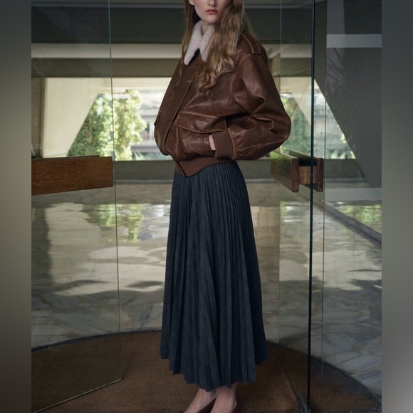 Mango Dresses & Skirts - MANGO MNG Accordion Pleated Checked Midi Retro Skirt 4